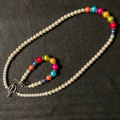 Bubblegum Rainbow Pearl Jewelry Set