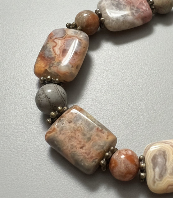 Earth Tone Jasper and Agate Toggle Bracelet