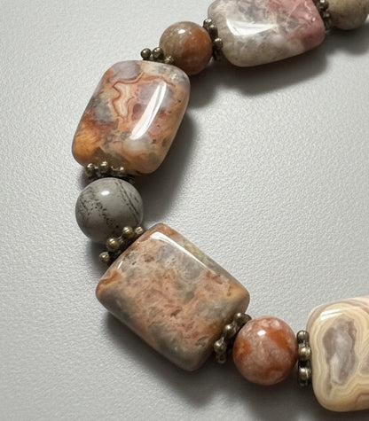 Earth Tone Jasper and Agate Toggle Bracelet