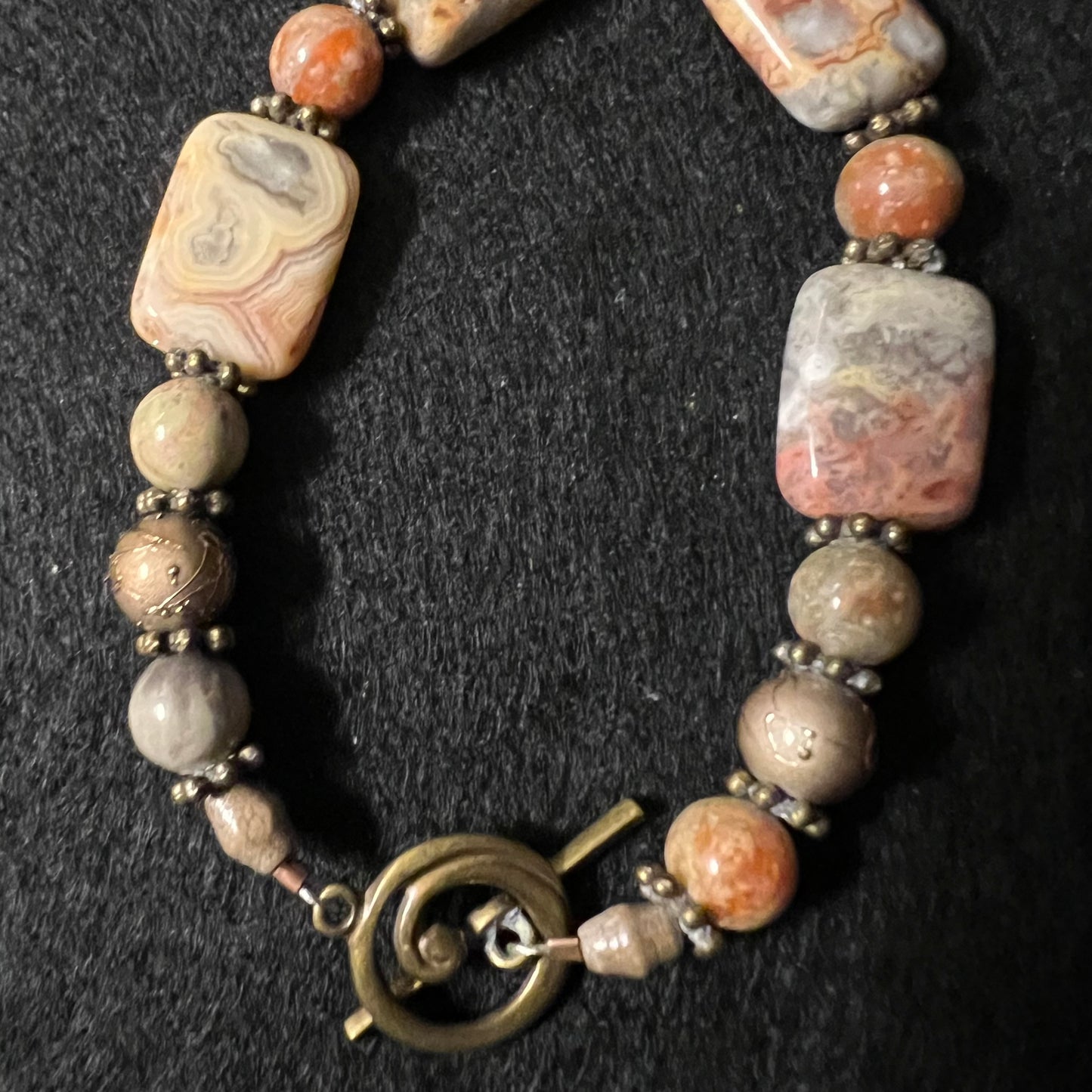 Earth Tone Jasper and Agate Toggle Bracelet
