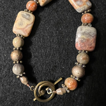 Earth Tone Jasper and Agate Toggle Bracelet