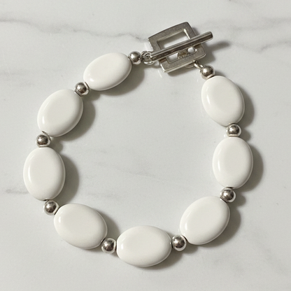 Vintage White Oval Bracelet