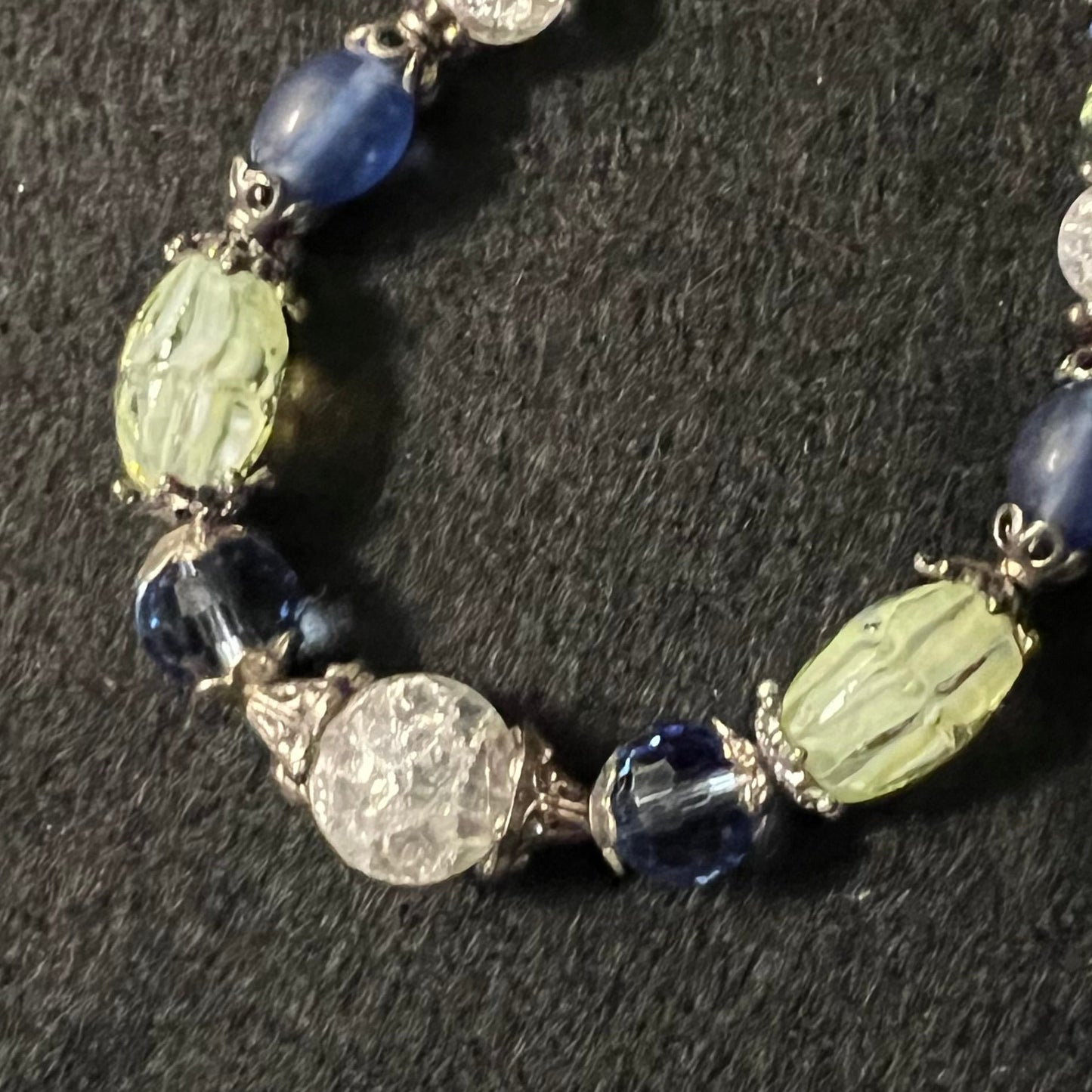 Crackle Glass & Crystal Toggle Bracelet