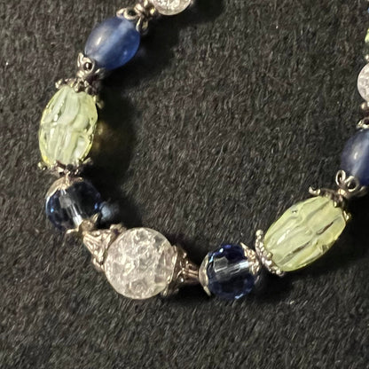 Crackle Glass & Crystal Toggle Bracelet