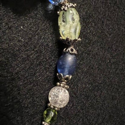 Crackle Glass & Crystal Toggle Bracelet