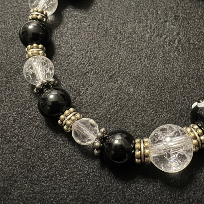 Monochrome Artisan Heart & Lampwork Glass Bracelet