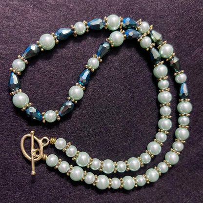 Vintage Art Deco Revival Mint & Teal Beaded Strand
