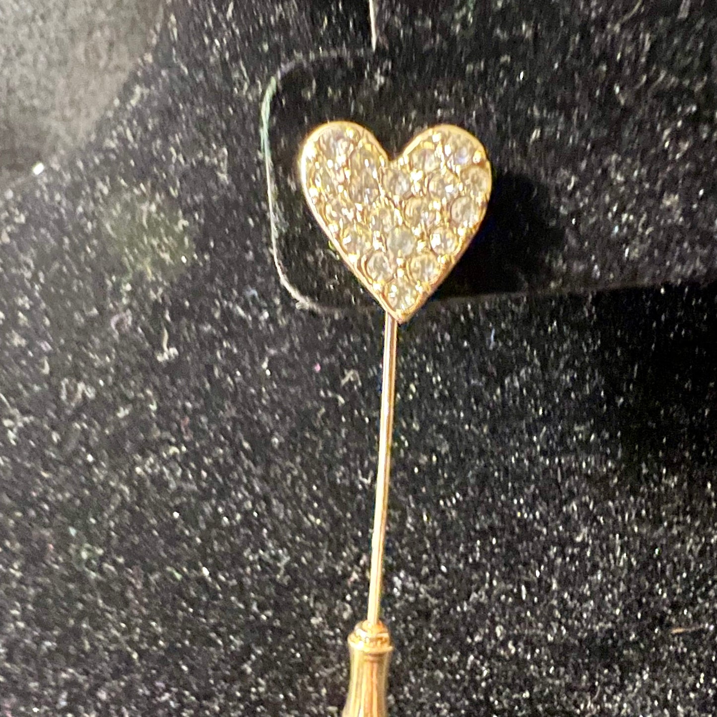 Vintage Swarovski Pave Crystal Heart Stick Pin