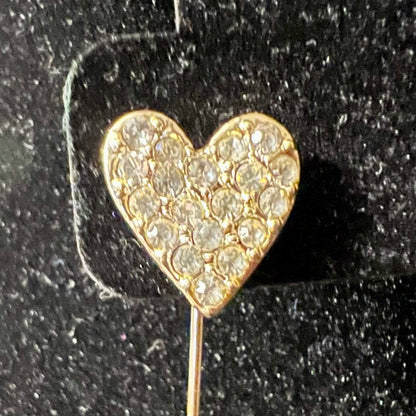 Vintage Swarovski Pave Crystal Heart Stick Pin