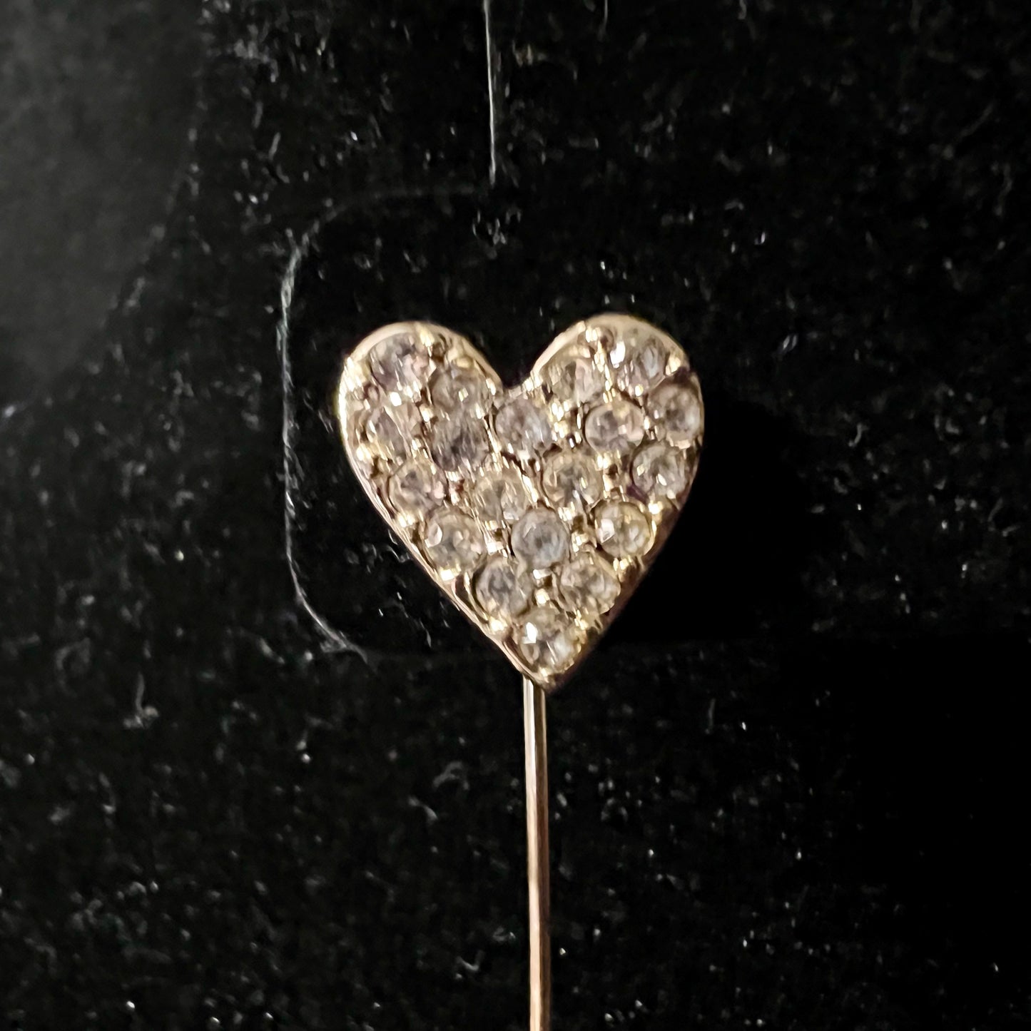 Vintage Swarovski Pave Crystal Heart Stick Pin