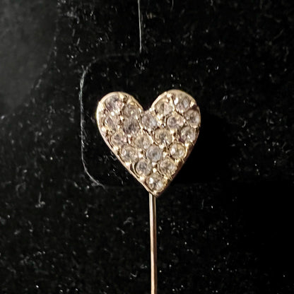 Vintage Swarovski Pave Crystal Heart Stick Pin