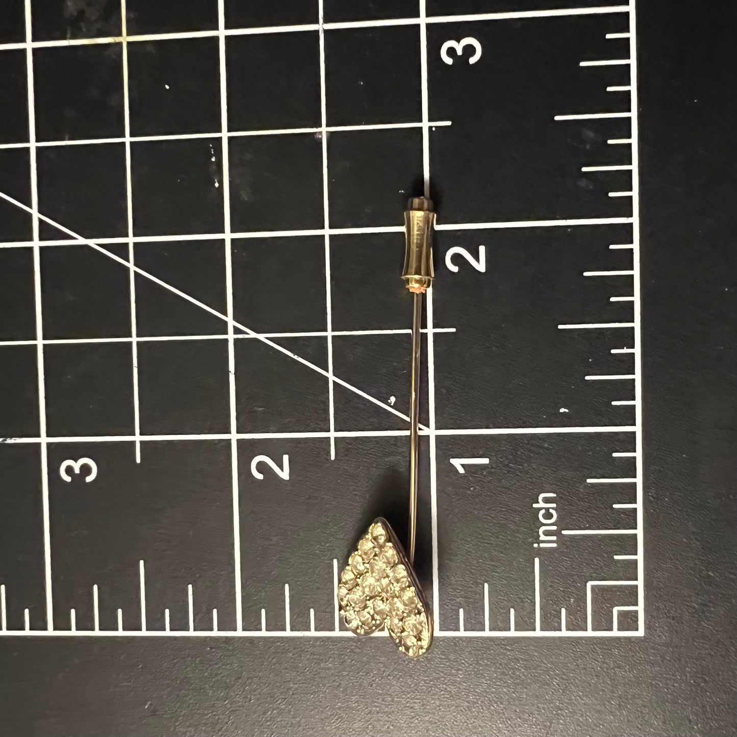 Vintage Swarovski Pave Crystal Heart Stick Pin