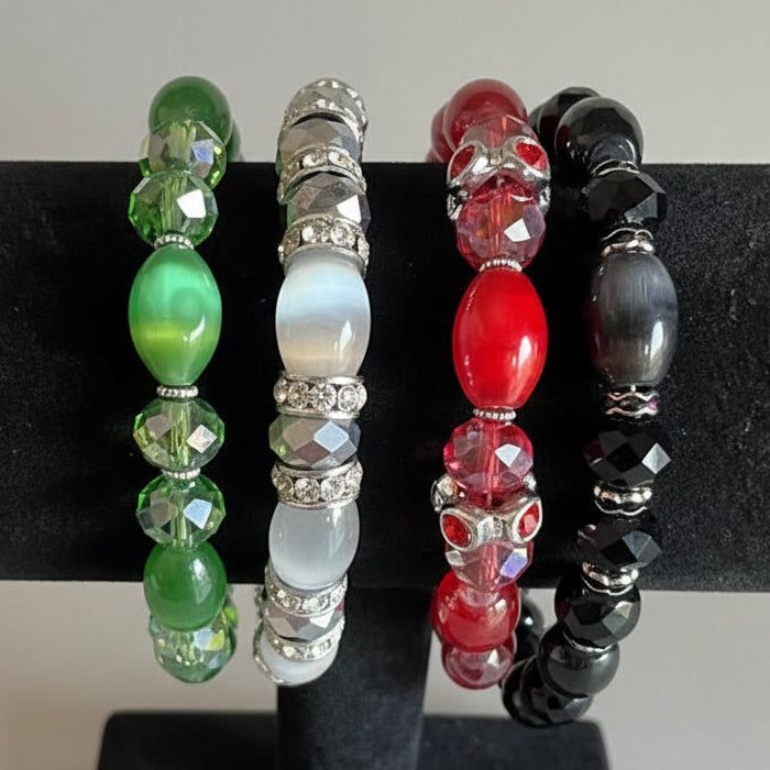 Cat's Eye and Rhinestone Bracelet Collection
