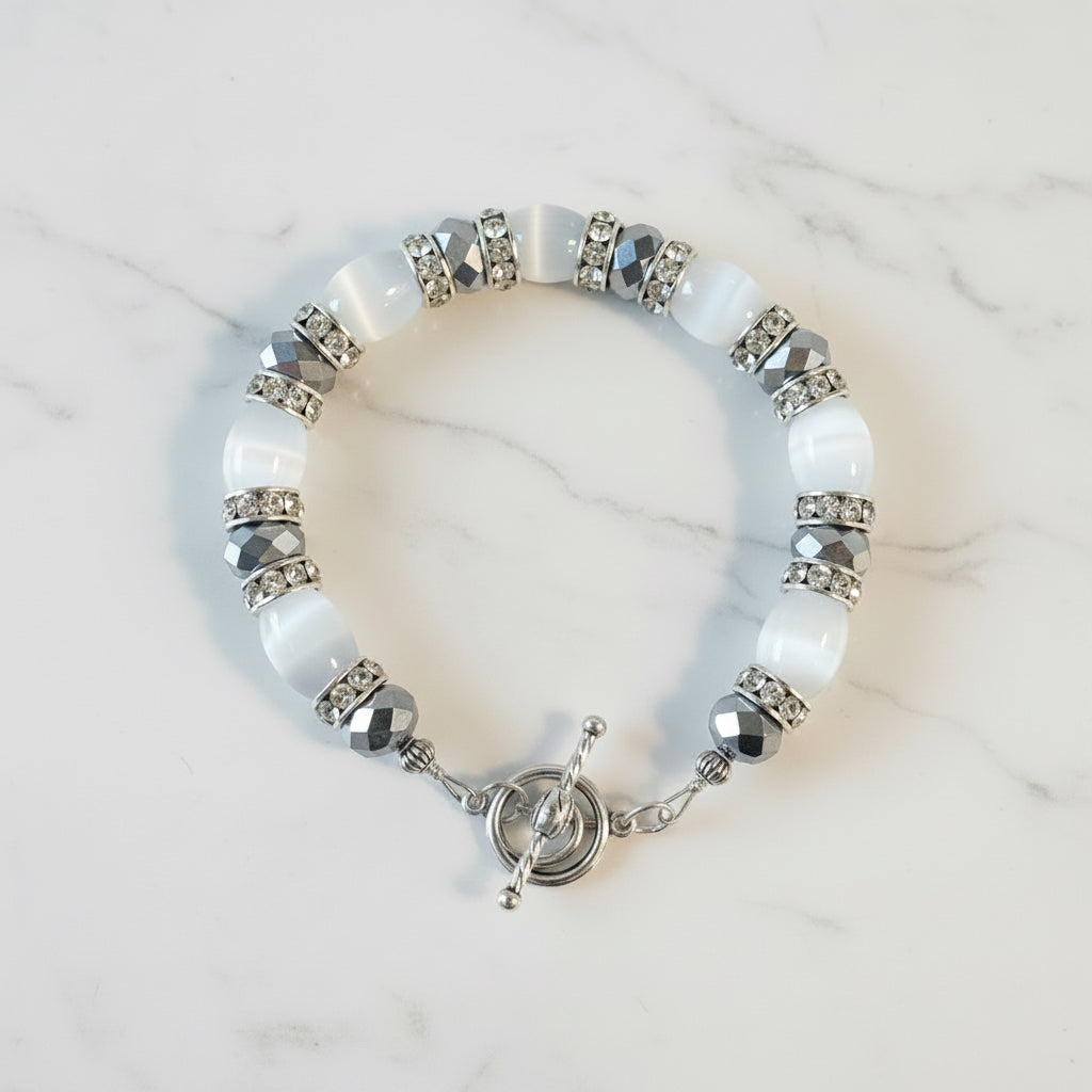 Cat's Eye and Rhinestone Bracelet Collection