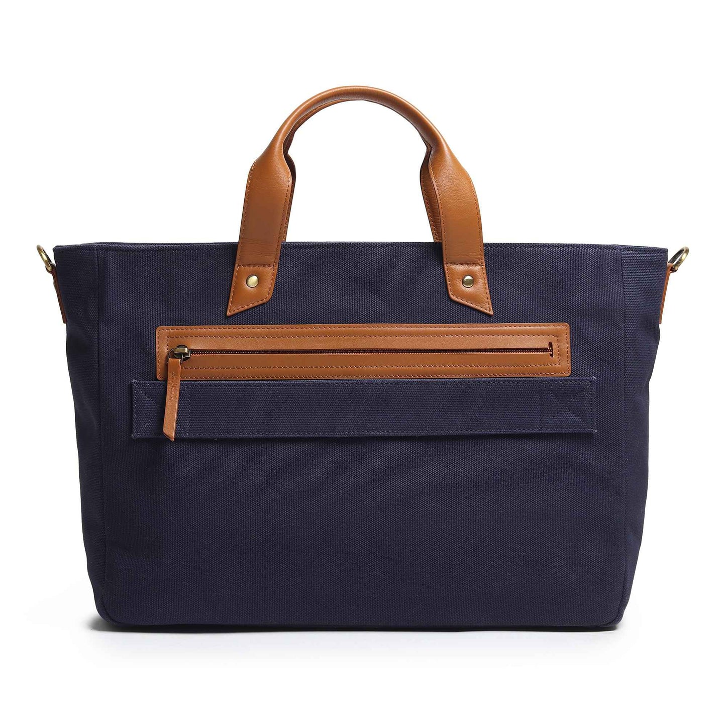 Voyager Canvas Leather Briefcase, Dark Blue