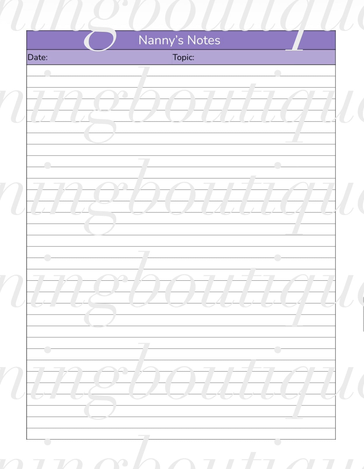 Digital Nanny Planner
