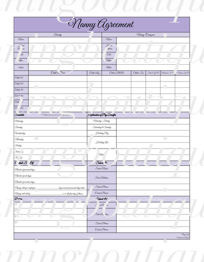 Digital Nanny Planner