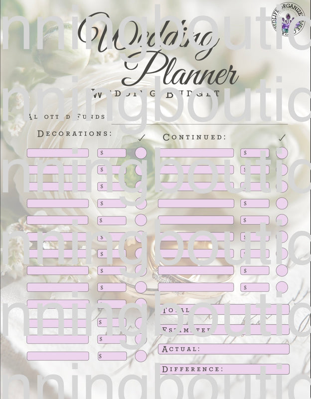 Digital Complete Detailed Wedding Planner