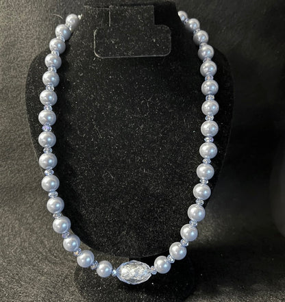 Vintage Blue Pearl Strand with Crystal Accent
