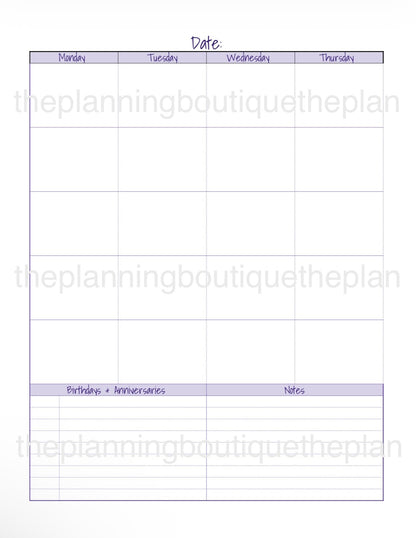 Planner Refill- 1 Month