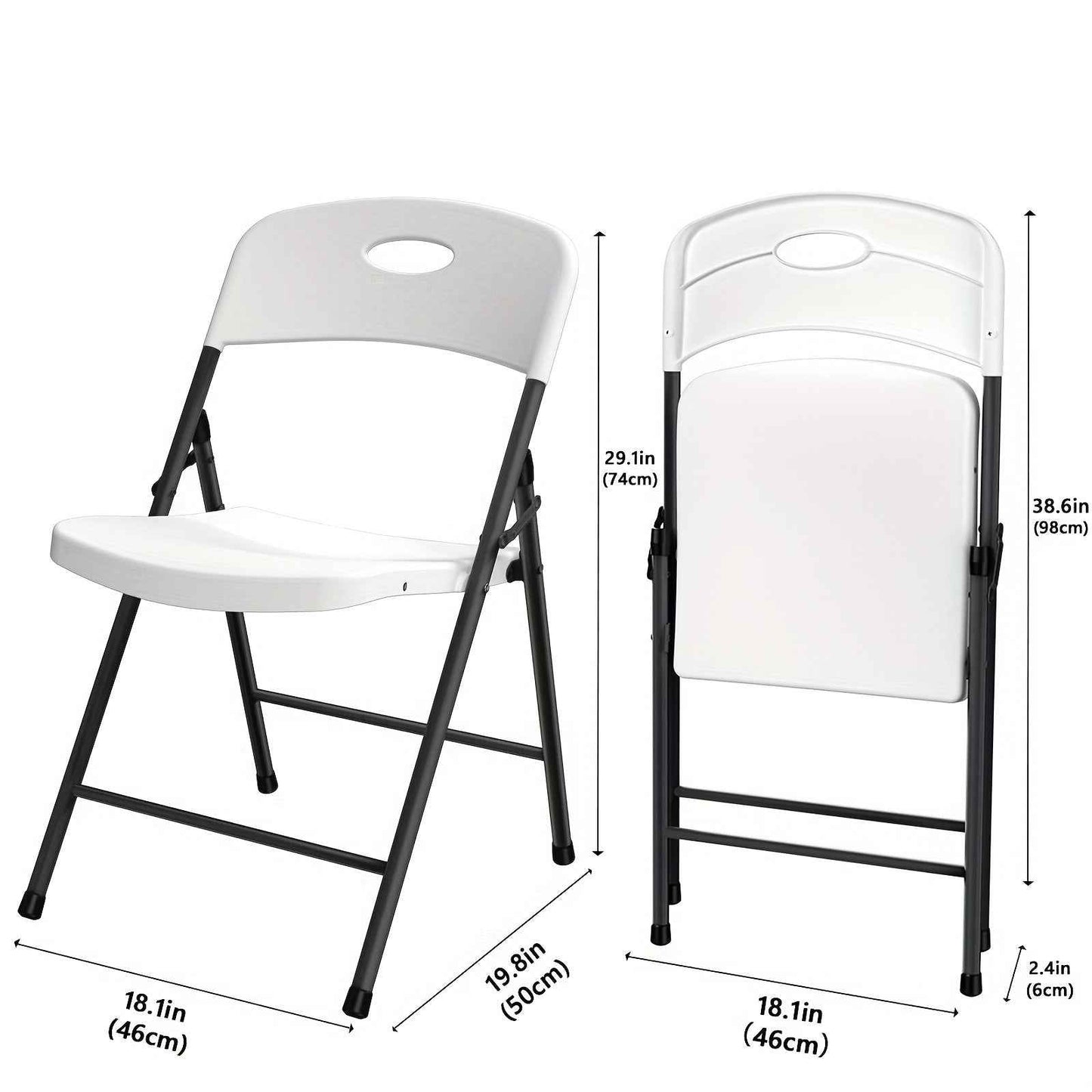 2/4/6 Pack White Plastic Folding Chairs Heavy Duty Metal Frame Indoor Outdoor