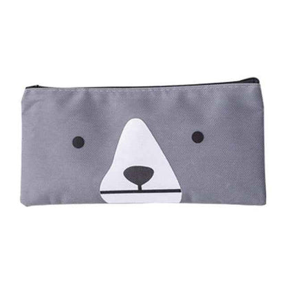 2 PCS Cartoon Dog Simple Big Capacity Pencil Bag Office School Student Supplie Stationery(Dark  Blue)
