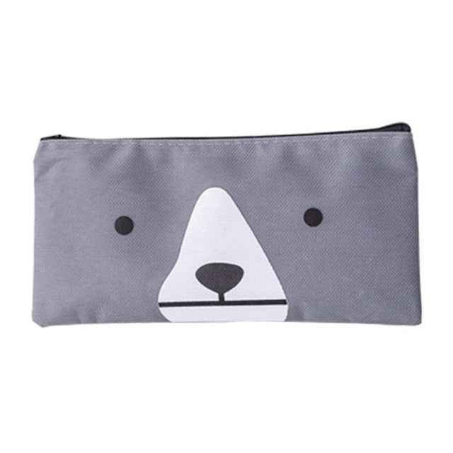 2 PCS Cartoon Dog Simple Big Capacity Pencil Bag Office School Student Supplie Stationery(Dark  Blue)