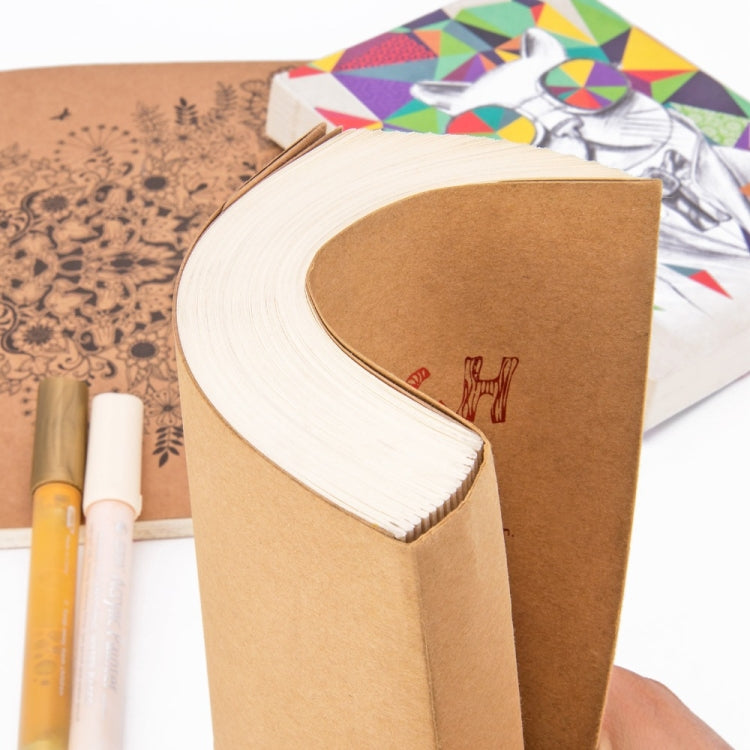 BN5704 Sketchbook Notepad Artist Sketch Drawing Design 120 Sheets Vintage Sketch Book Diary Drawing Notebook, Size:A4