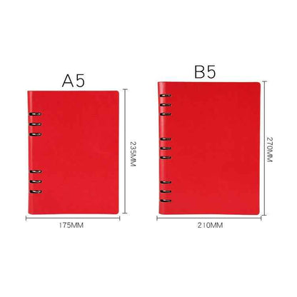 Business Notepad Loose Leaf Replaceable Inner Notebook Thickened Diary Book, Color:A5 Red