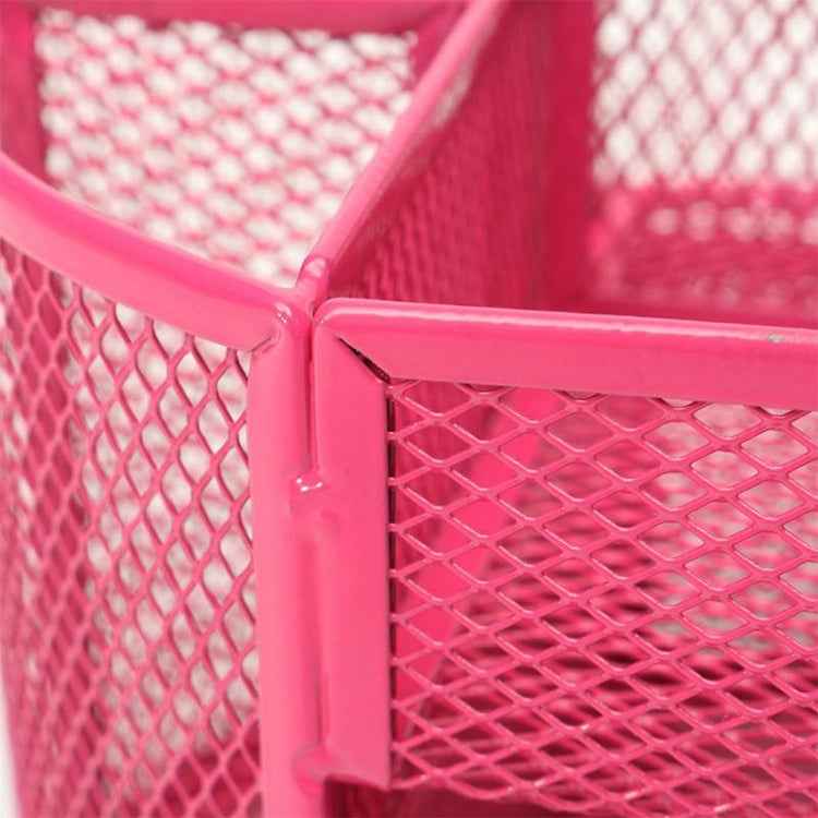 Desk Organizer 9 Grids Metal Mesh Office Pen Pencil Holder(Red)