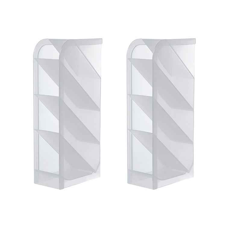 2 PCS Multi-function 4 Grid Desktop Pen Holder Office School Storage Case Clear Plastic Box Desk Pencil Organizer(White Diagonal Insert)