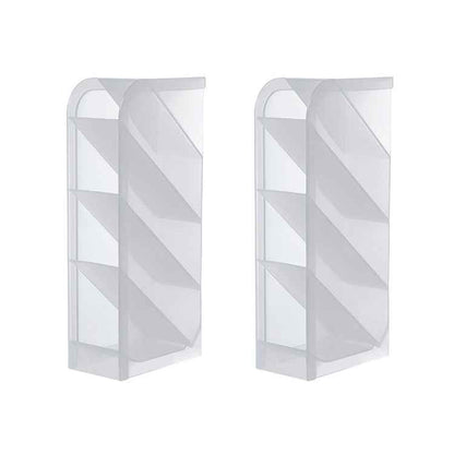 2 PCS Multi-function 4 Grid Desktop Pen Holder Office School Storage Case Clear Plastic Box Desk Pencil Organizer(White Diagonal Insert)