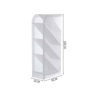 2 PCS Multi-function 4 Grid Desktop Pen Holder Office School Storage Case Clear Plastic Box Desk Pencil Organizer(White Diagonal Insert)