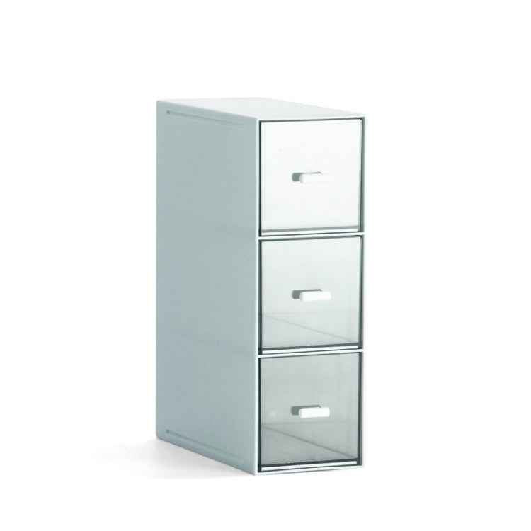 Desktop Drawer Storage Box Cosmetics Office Student Stationery Pen Dormitory Three Grid Desk Rack(Glacier Blue)