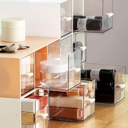 Desktop Drawer Storage Box Cosmetics Office Student Stationery Pen Dormitory Three Grid Desk Rack(Glacier Blue)