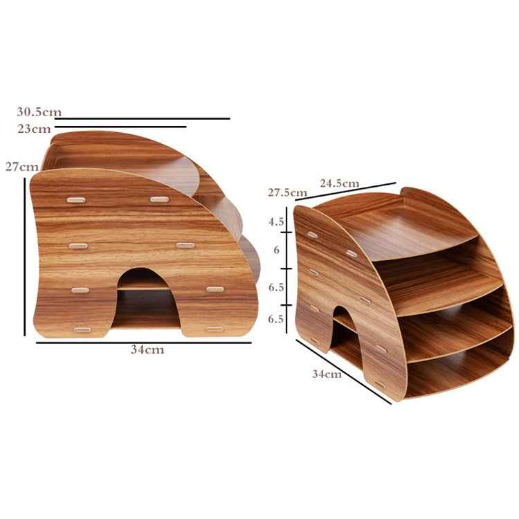 Office Supplies Curved Desktop A4 Storage Box Wooden File Rack Data Rack Shelf(Sakuragi)