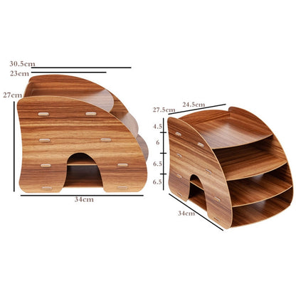 Office Supplies Curved Desktop A4 Storage Box Wooden File Rack Data Rack Shelf(Black)