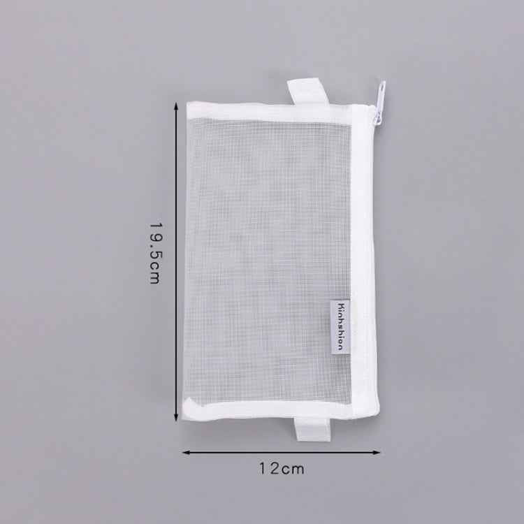 Nylon Simple Transparent Mesh Pencil Case Office School Supplies(Big White)