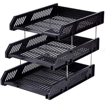 Deli 9209 Office Storage Supplies Three-Tier File Box(Black)