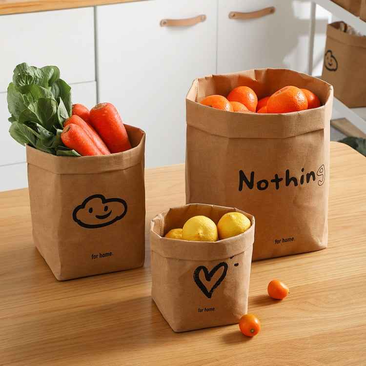 Desktop Separate Storage Washable Kraft Paper Bag, Size: 12x12x23cm