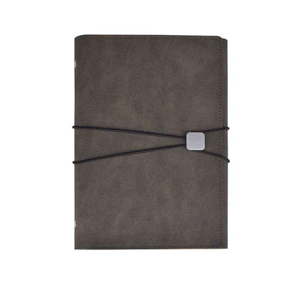 A5 Business Loose-leaf Notebook Office Stationery Leather PU Notepad(Light Coffee)