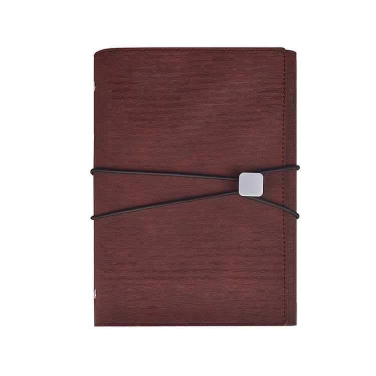 A5 Business Loose-leaf Notebook Office Stationery Leather PU Notepad(Red Brown)