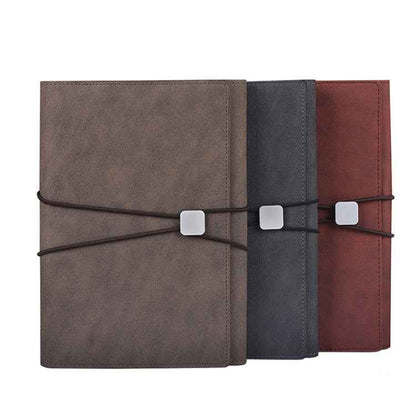 A5 Business Loose-leaf Notebook Office Stationery Leather PU Notepad(Red Brown)