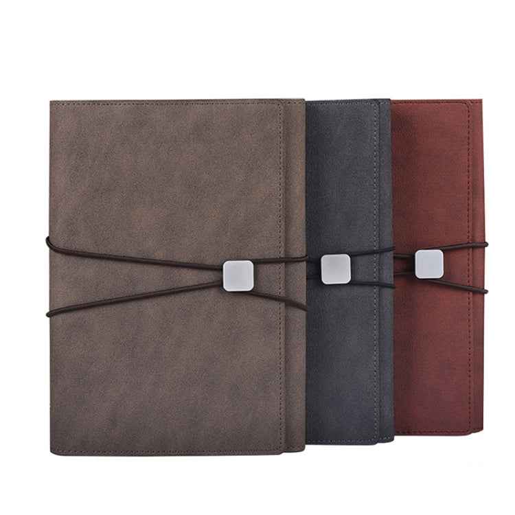 A5 Business Loose-leaf Notebook Office Stationery Leather PU Notepad(Light Coffee)