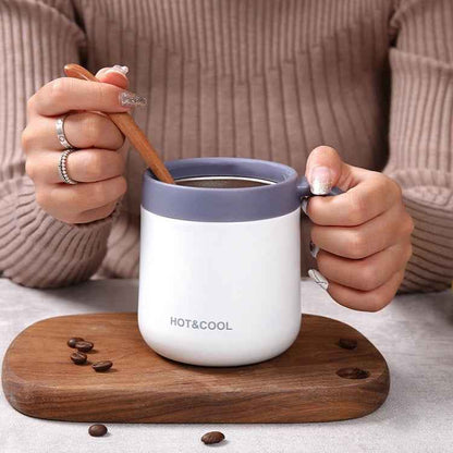 Round Bottom Flip Lid Office Cup Drinking Cup With Handle, Capacity: 350ml(White)