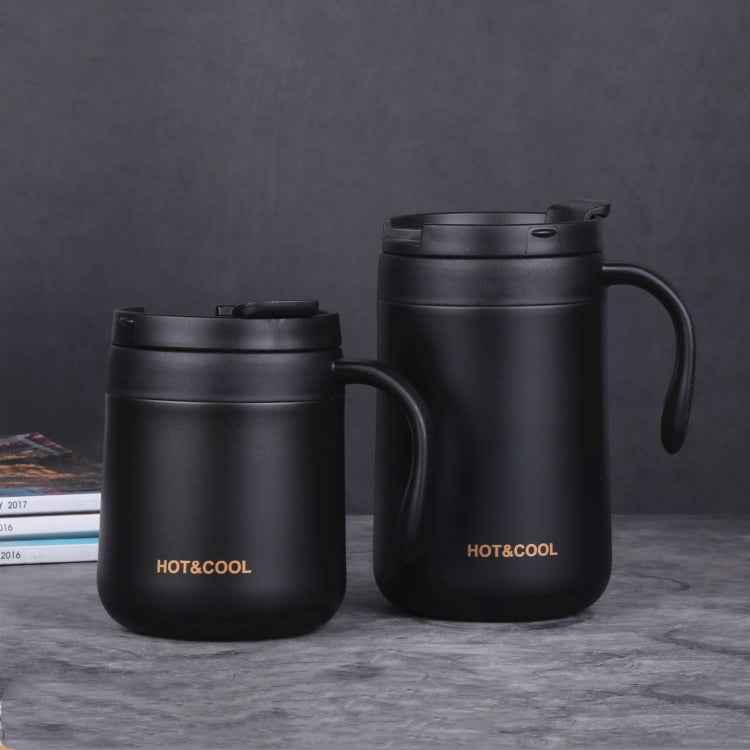 Round Bottom Flip Lid Office Cup Drinking Cup With Handle, Capacity: 350ml(Black)
