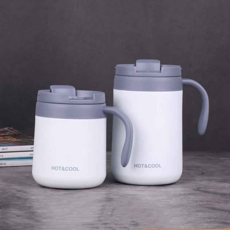 Round Bottom Flip Lid Office Cup Drinking Cup With Handle, Capacity: 500ml(White)