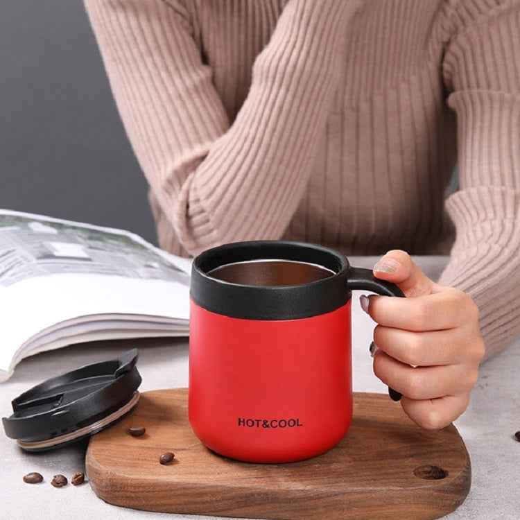 Round Bottom Flip Lid Office Cup Drinking Cup With Handle, Capacity: 500ml(Red)
