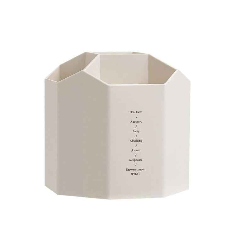 Large Capacity Desktop Storage Box Student Office Pen Bucket, Color: Non-rotating Beige