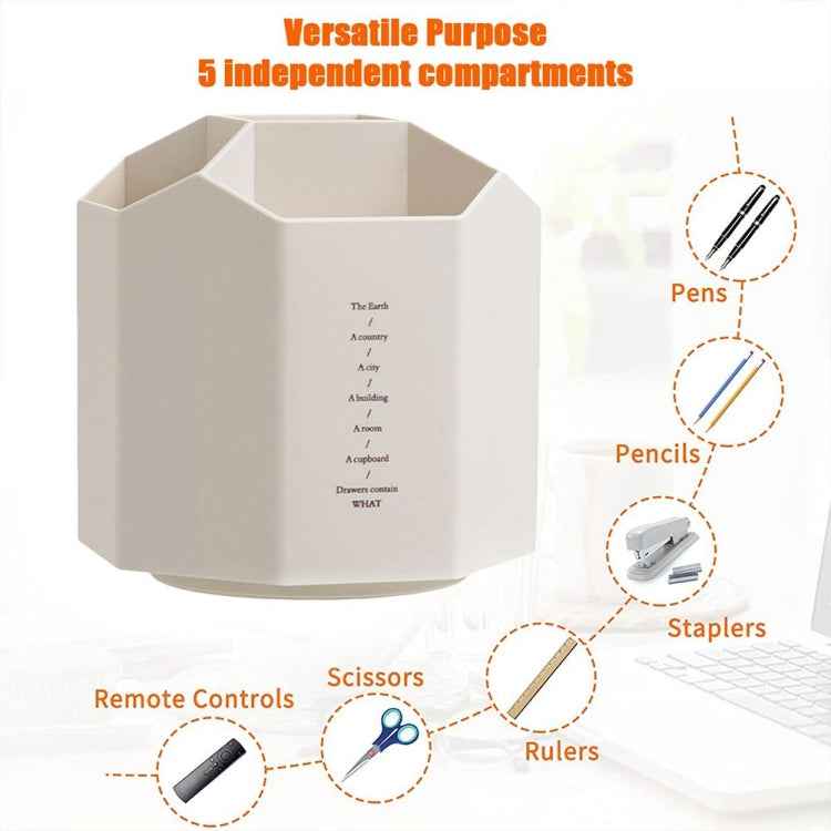Large Capacity Desktop Storage Box Student Office Pen Bucket, Color: Non-rotating Beige